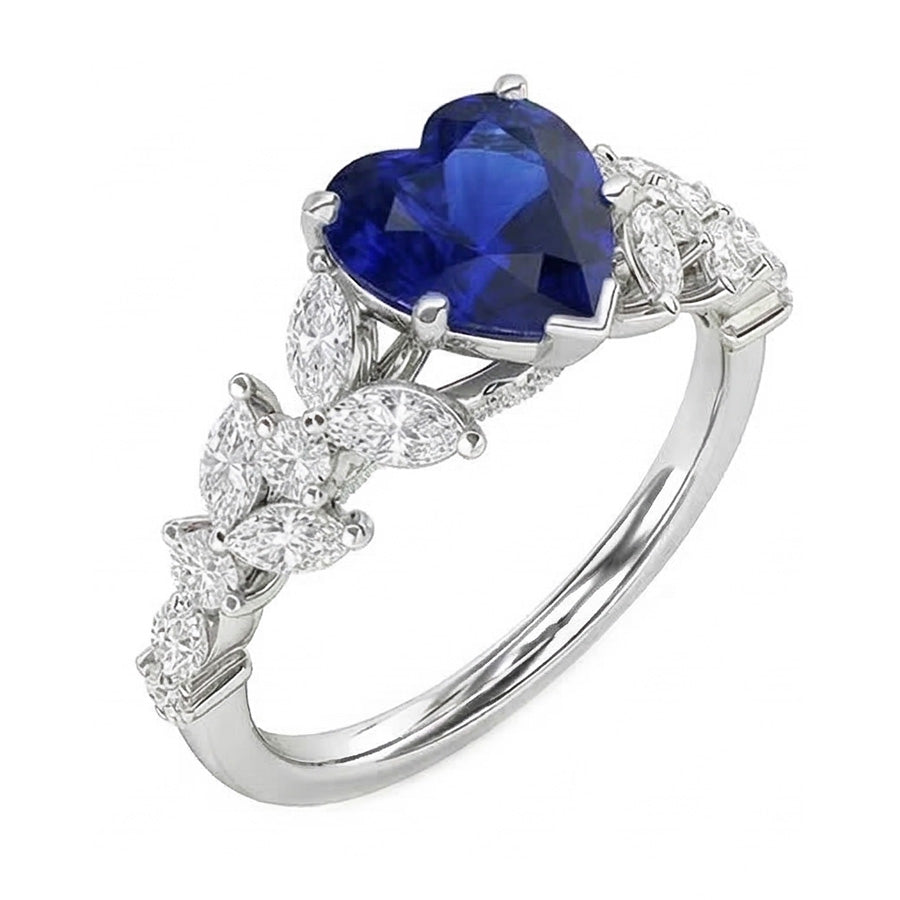 natural round sapphire 3.50ct ring close up detail
