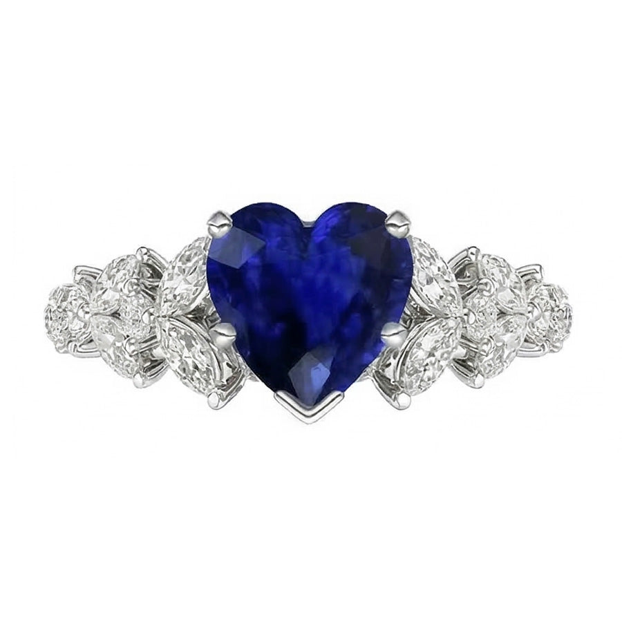 natural round sapphire 3.50ct ring top view