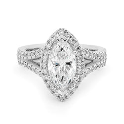 Marquise And Round 3 Ct. Real Diamond Halo Ring