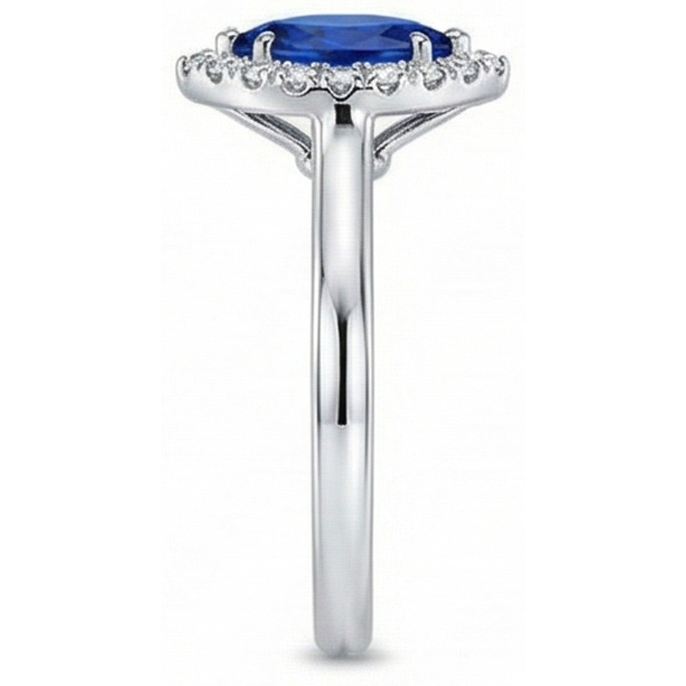 Marquise Ceylon Blue Sapphire Round Natural Earth Mined Diamond ( Not Lab Grown )s 2 Ct Wedding Ring Gold