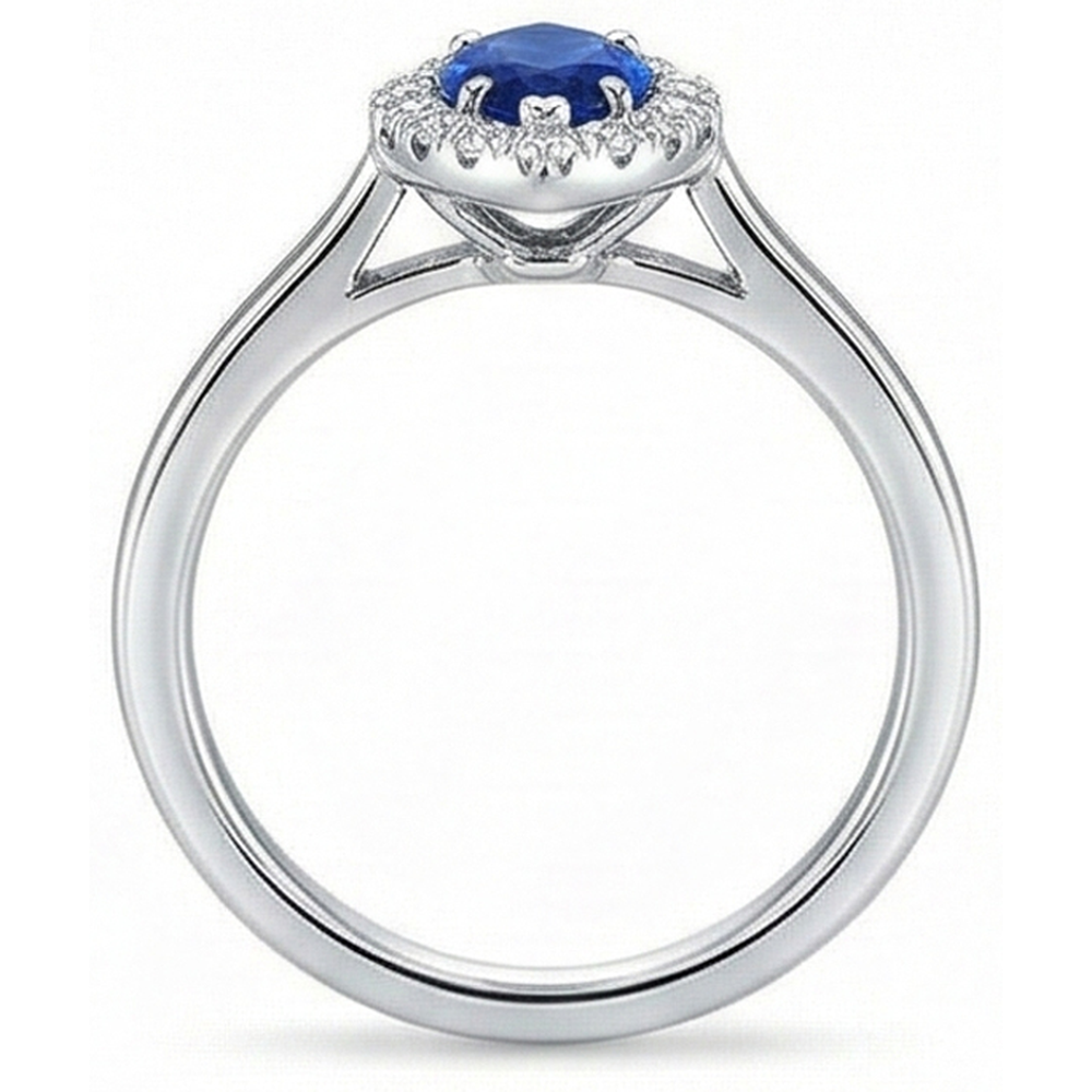Marquise Ceylon Blue Sapphire Round Natural Earth Mined Diamond ( Not Lab Grown )s 2 Ct Wedding Ring Gold