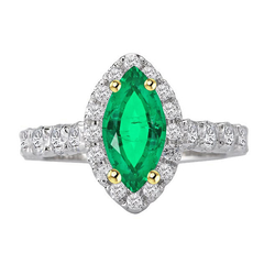 Emerald GIA Certified Gemstone Ring 3 ct in 14K Two Tone Gold