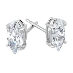 Marquise Cut 3 Carats Sparkling Real Diamonds Studs Earring White Gold 14K