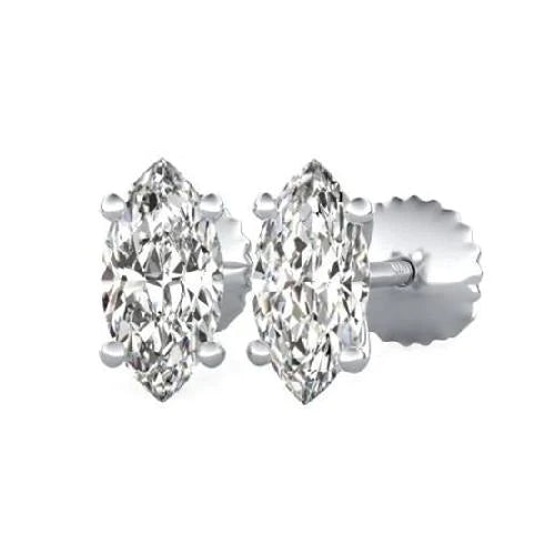 Marquise Cut Genuine Diamond Stud Earrings 2.50 Carats White Gold 14K