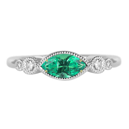 Marquise Fine Emerald ring in 14K Two Tone Gold – main view