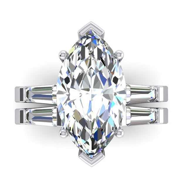 Marquise Cut Real Diamond Ring Engagement Set 3.50 Ct.