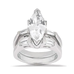 Marquise Cut Real Diamond Ring Engagement Set 3.50 Ct.