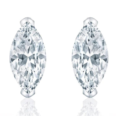 Marquise Cut Sparkling 4 Carats Natural Diamonds Stud Earring White Gold 14K