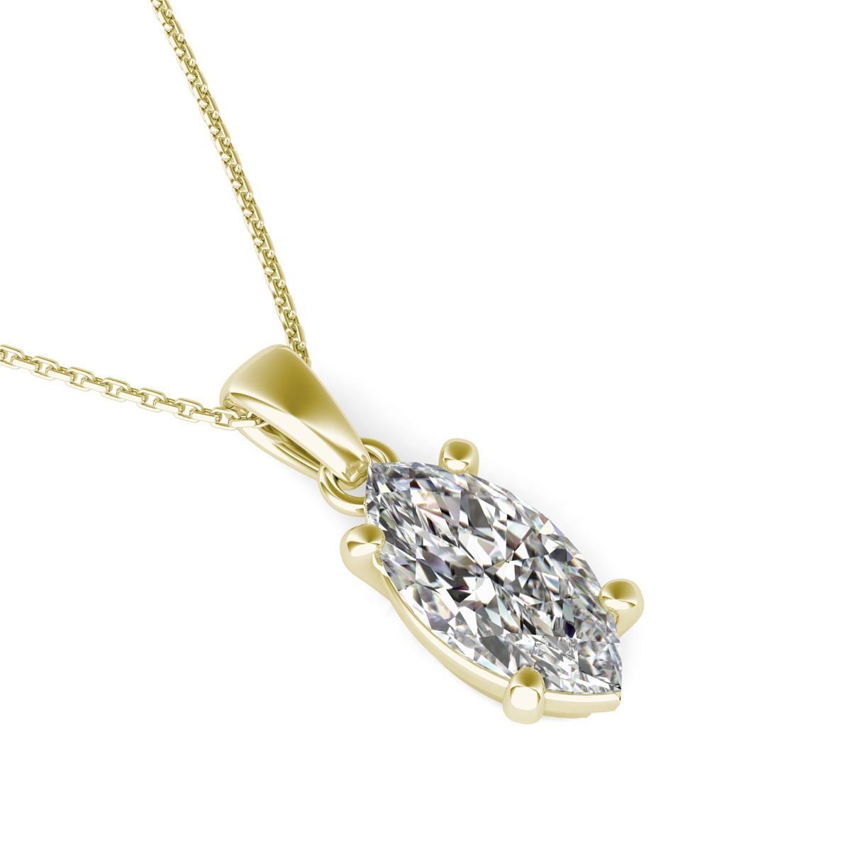 Marquise Genuine Diamond Pendant Necklace 2.50 Carat 14K Yellow Gold