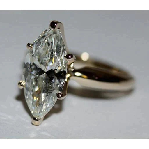 Marquise Genuine Diamond Yellow Gold Solitaire Ring