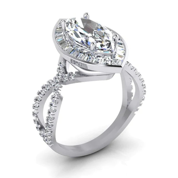 Marquise Halo Real Diamond Engagement Ring 5.50 Carats Women's Jewelry