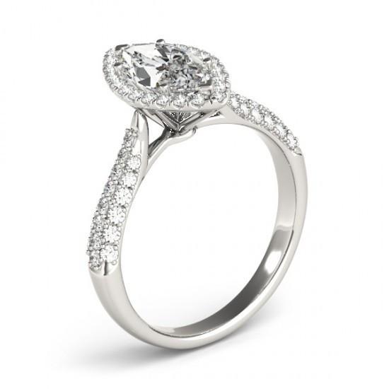 Marquise Natural Diamond Engagement Halo Ring 2.25 Cts. 14K