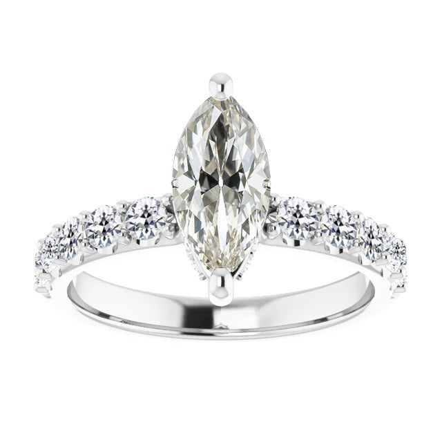 Marquise Brilliant Diamond ring in 14 Karat White Gold – main view