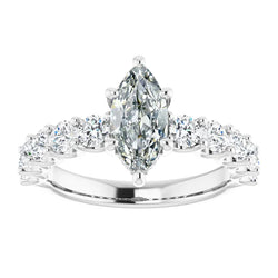 Marquise Old Mine Cut Real Natural Earth Mined Diamond Ring 14K Gold Jewelry 7.50 Carats