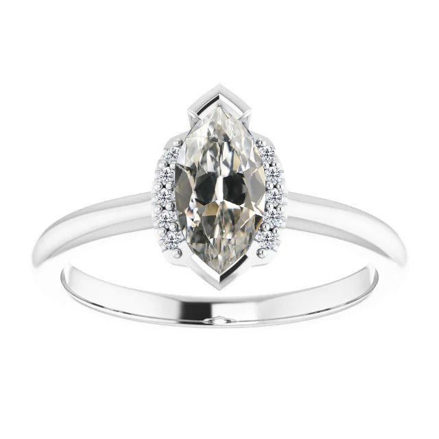 Genuine Diamond Halo Engagement Ring 1 ct 14K White Gold – main view