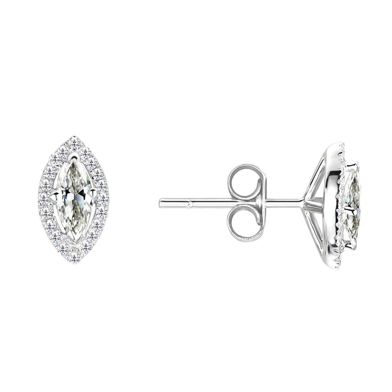 Fine Diamond Marquise Drop Earrings in 14K White Gold – main view