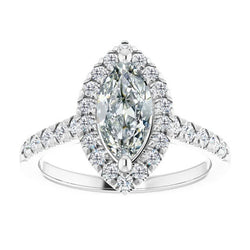 Diamond Marquise Cut Halo Ring 1 ct – 14 Karat White Gold