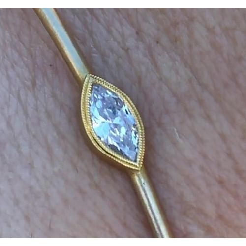 Marquise Real Diamond Bangle Bezel Set 1 Carat Yellow Gold 14K