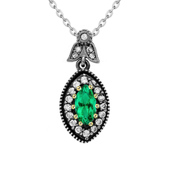 GIA Certified Stone Pendant Necklace – Emerald 1.50 ct 14K Two