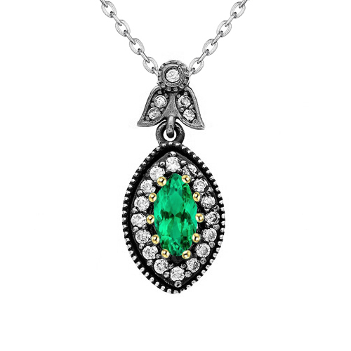 Marquise Emerald ring in 14K Two Tone Gold – main view