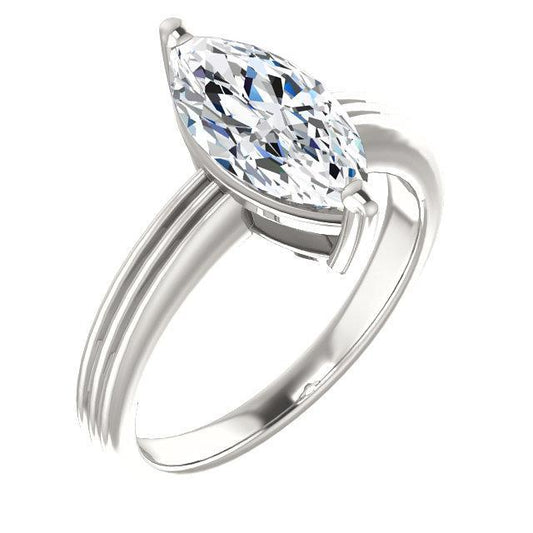 Marquise Solitaire Natural Diamond Engagement Ring 2 Carats