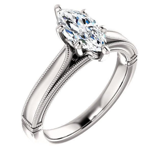 Marquise Solitaire Natural Diamond Vintage Style Ring 2 Carats - Solitaire Ring-harrychadent.ca