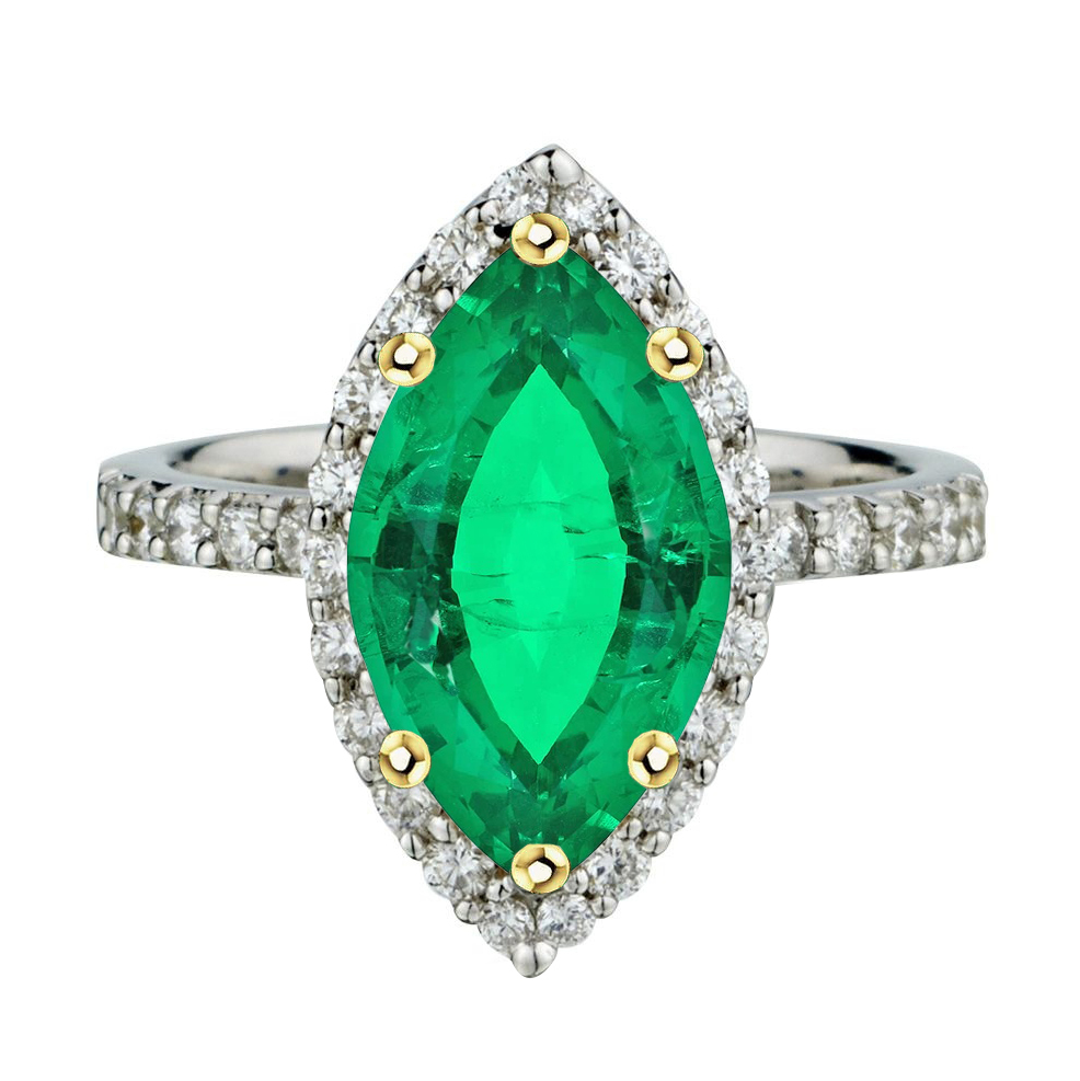 Real Colombian Emerald Colored Stone Ring – main view