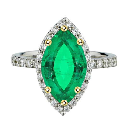 Real Colombian Emerald Colored Stone Ring – main view