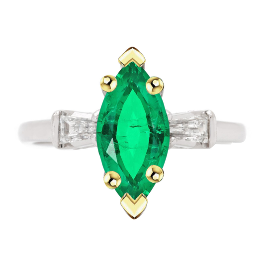 Natural Fine Emerald Gemstone Ring 3.50 ct Two-Tone 14K Gold – main view