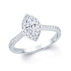 Marquise & Round Natural Diamond Halo Ring 2 Carats