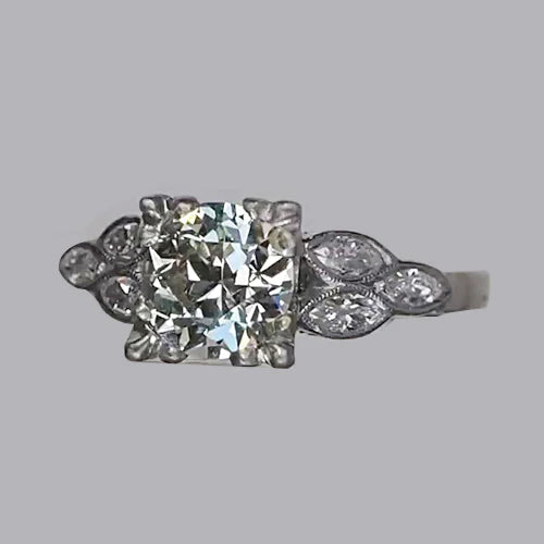 Marquise & Round Old Miner Real Diamond Ring 2.50 Carats White Gold