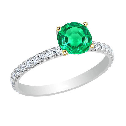 Fine Emerald Colored Stone Ring 2-ct Two-Tone 14K Gold – main view