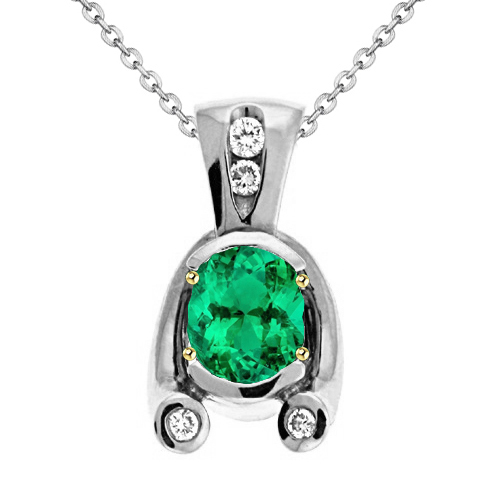 Natural Colombian Emerald Stone Pendant Necklace – main view