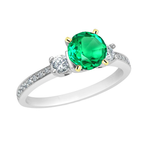 Colombian Emerald Gemstone Ring 2-ct Two-Tone 14K Gold – main view