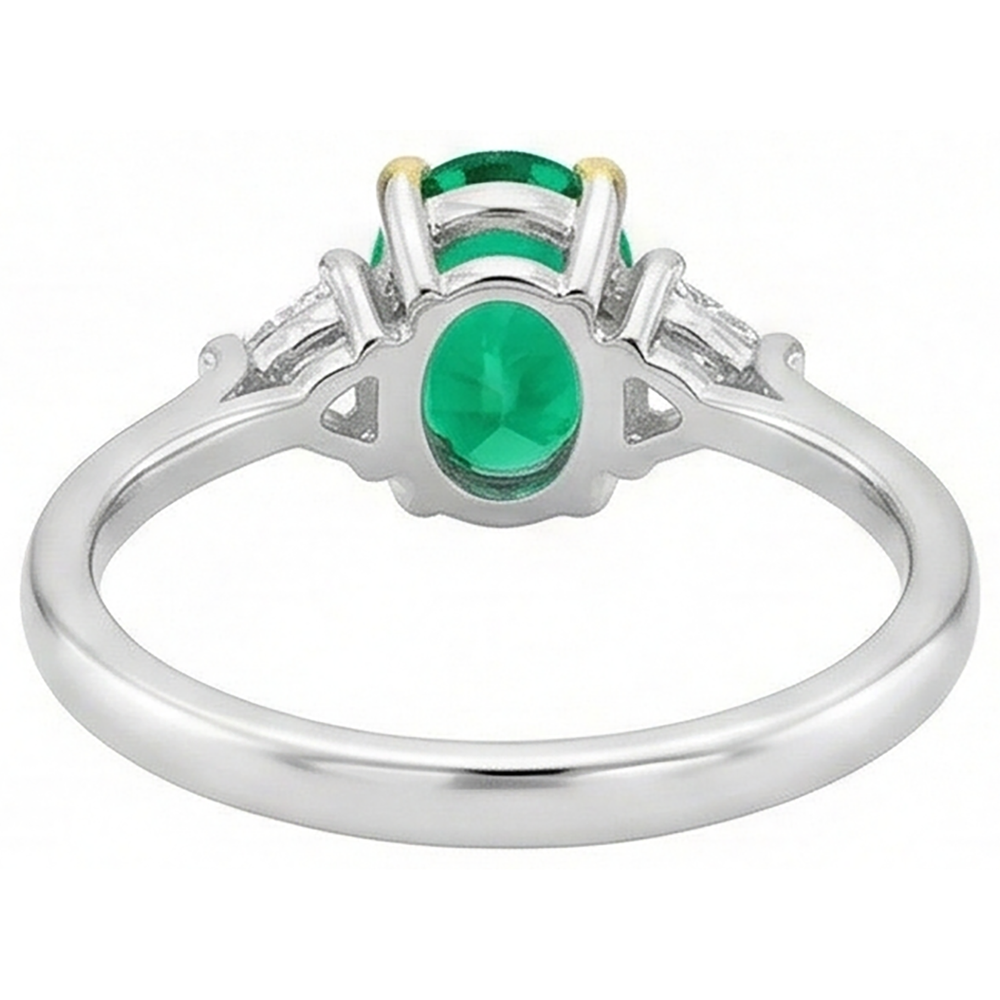 Natural Fine Emerald Colored Stone Ring – top view