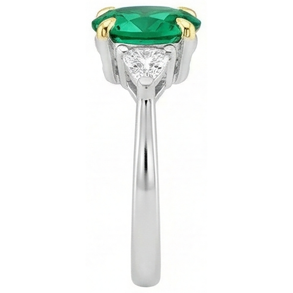 Natural Fine Emerald Colored Stone Ring – profile view