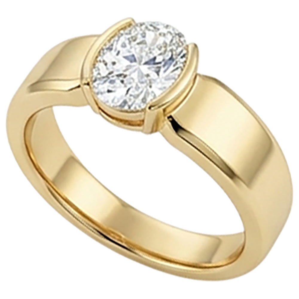 Men Solitaire Ring Oval Natural Earth Mined Diamond ( Not Lab Grown ) 1.50 Carats Yellow Gold Jewelry