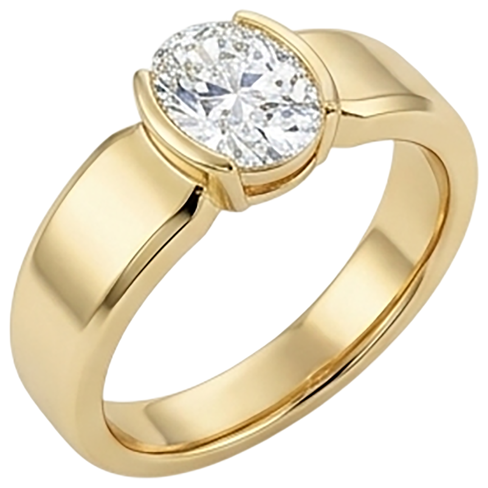 Men Solitaire Ring Oval Natural Earth Mined Diamond ( Not Lab Grown ) 1.50 Carats Yellow Gold Jewelry