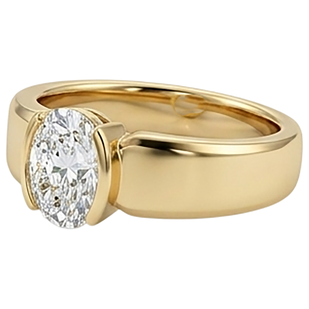 Men Solitaire Ring Oval Natural Earth Mined Diamond ( Not Lab Grown ) 1.50 Carats Yellow Gold Jewelry