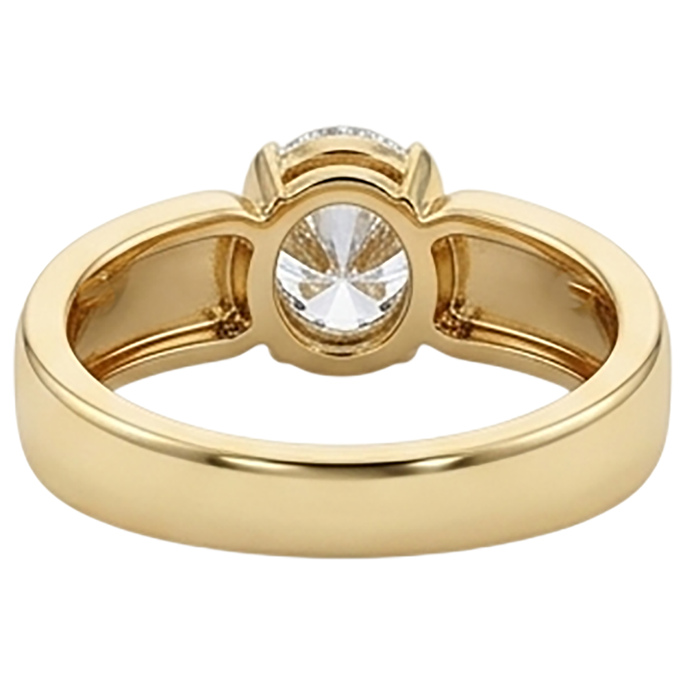 Men Solitaire Ring Oval Natural Earth Mined Diamond ( Not Lab Grown ) 1.50 Carats Yellow Gold Jewelry