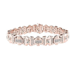 Men Bracelet 14K Rose Gold Princess With Round Genuine Diamond 9 Carats