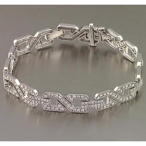 Men Real Diamond Bracelet Prong Set 9 Carats White Gold Jewelry 14K New