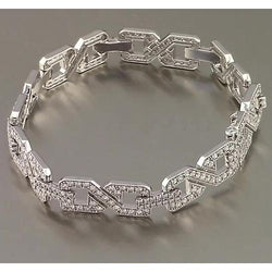 Men Real Diamond Bracelet Prong Set 9 Carats White Gold Jewelry 14K New