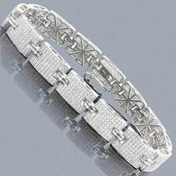 Men Real Diamond Bracelet White Gold 14K 14 Carats Diamond Jewelry