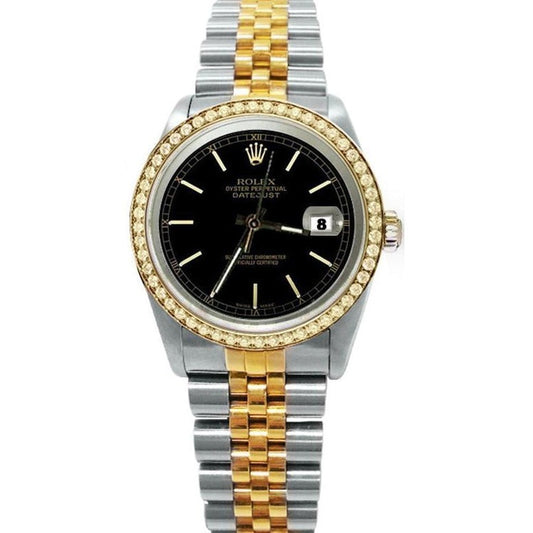 Black Stick Dial Diamond Bezel Two Tone