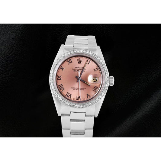 Oyster With Salmon Dial Diamond Bezel Rolex