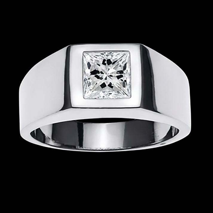 Men's Princess Cut Natural Earth Mined Diamond ( Not Lab Grown ) Ring
