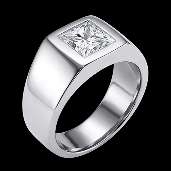 Men's Princess Cut Natural Earth Mined Diamond ( Not Lab Grown ) Ring