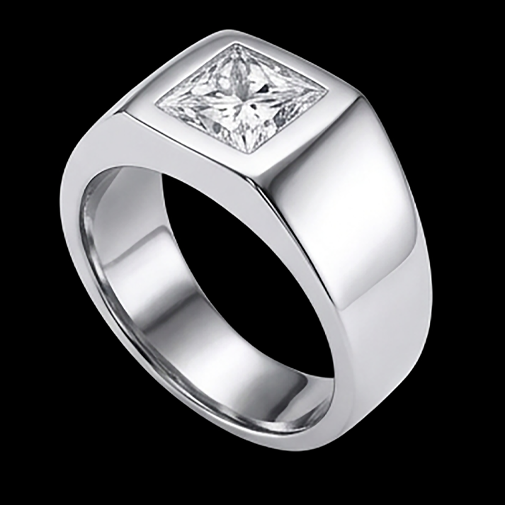 Men's Princess Cut Natural Earth Mined Diamond ( Not Lab Grown ) Ring