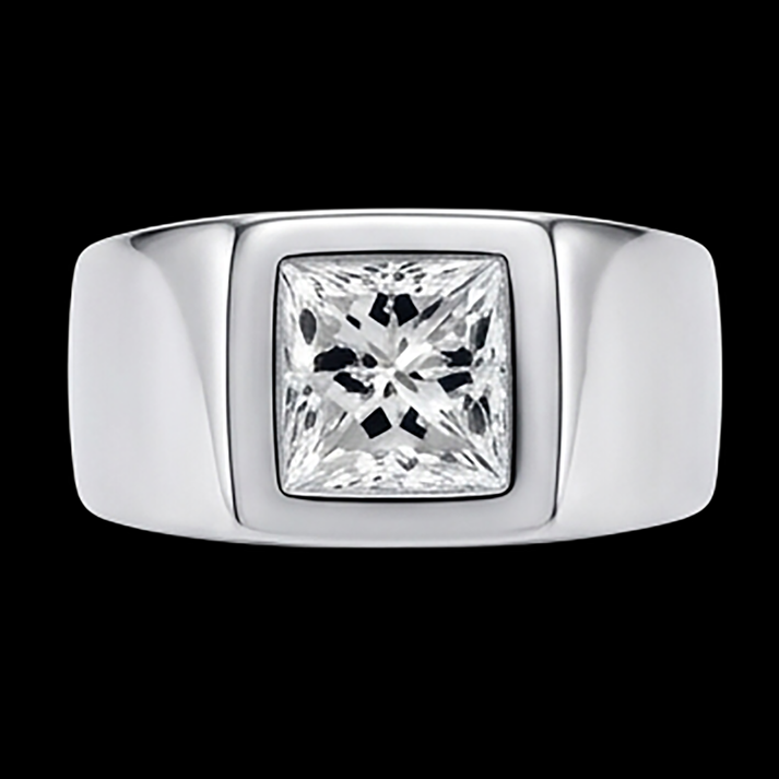 Men's Princess Cut Natural Earth Mined Diamond ( Not Lab Grown ) Ring